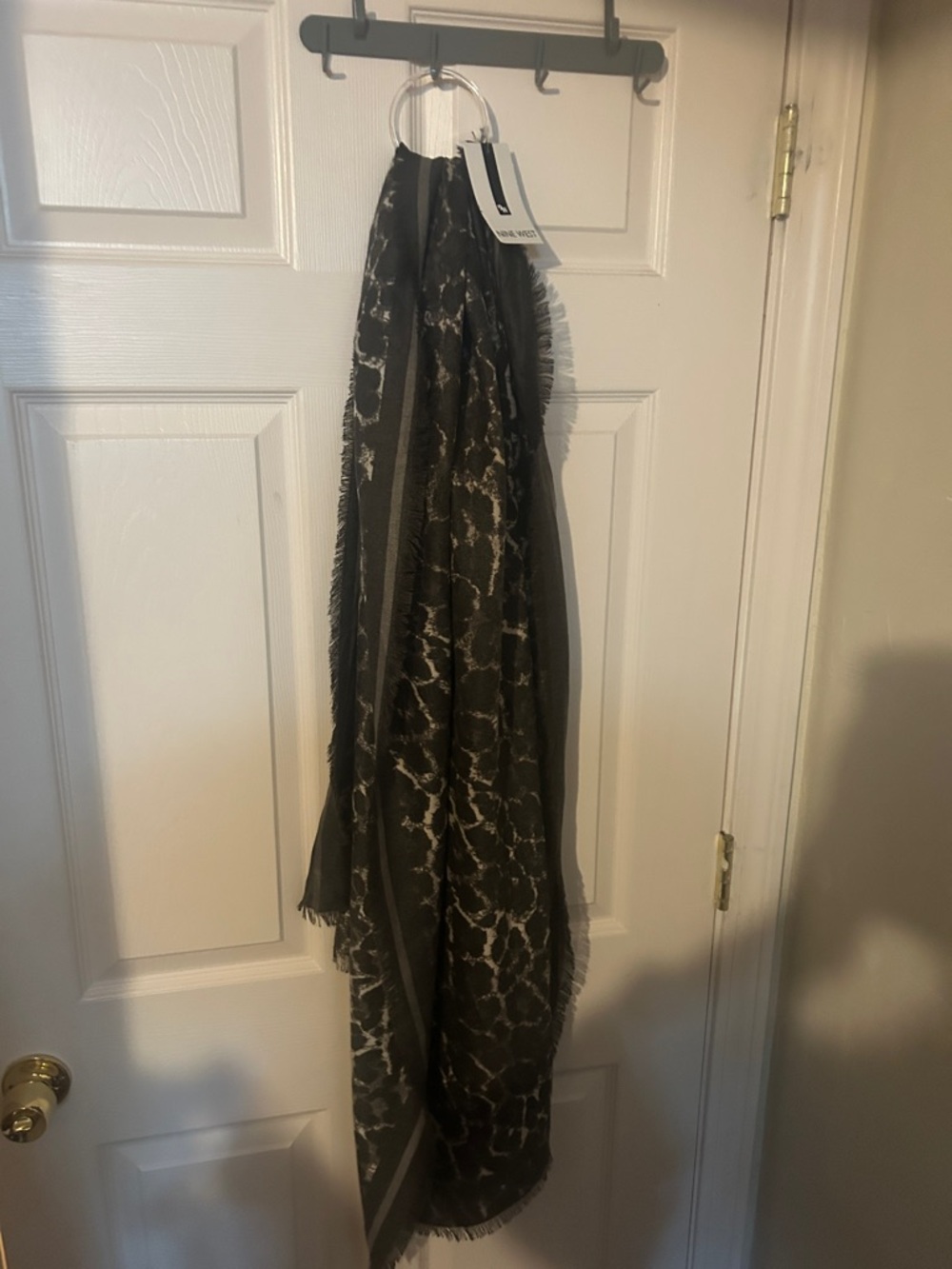 Nine West Dark Brown and Cream Patterned Decorative Curtain Panel